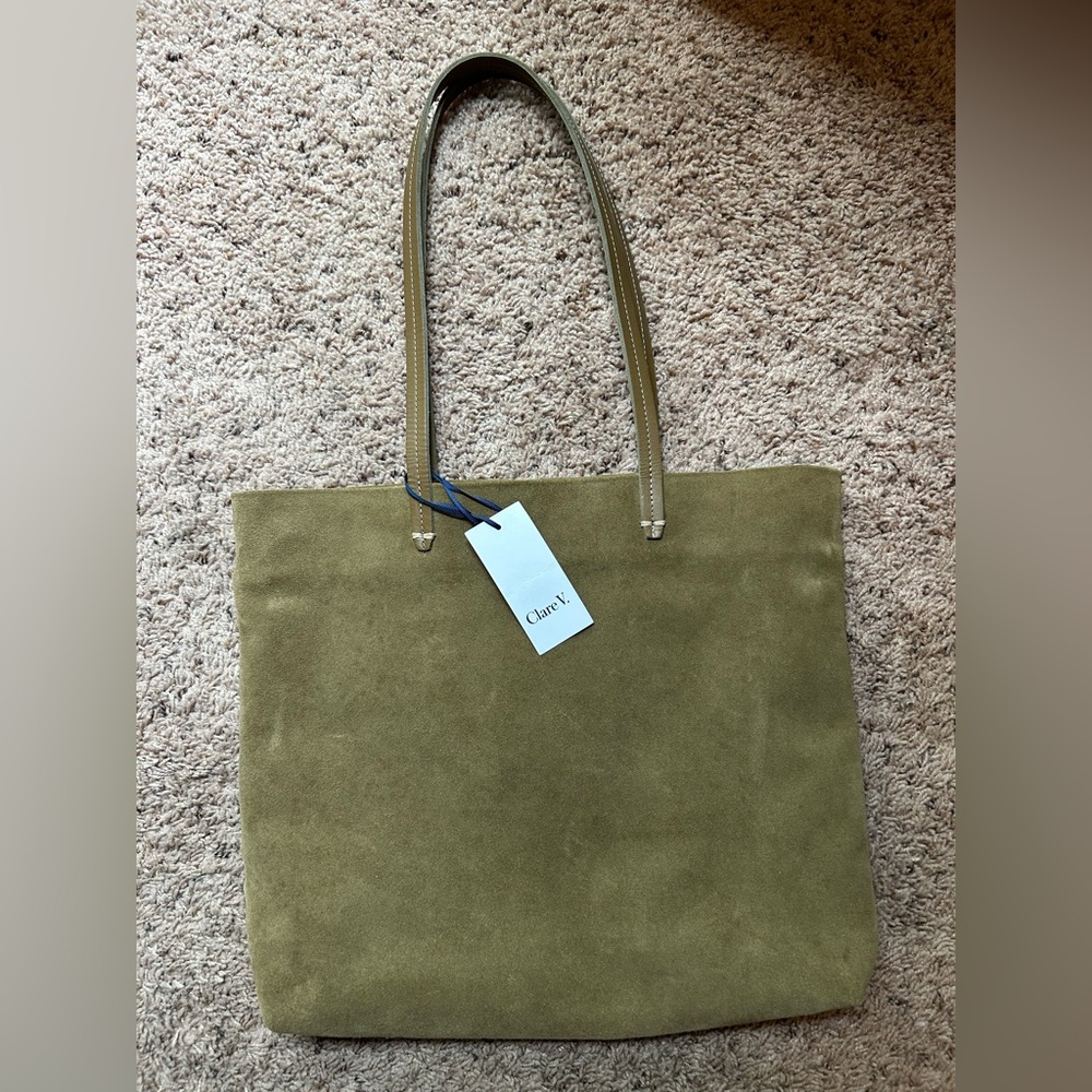 NWT Clare V Bande Tote Oat Suede